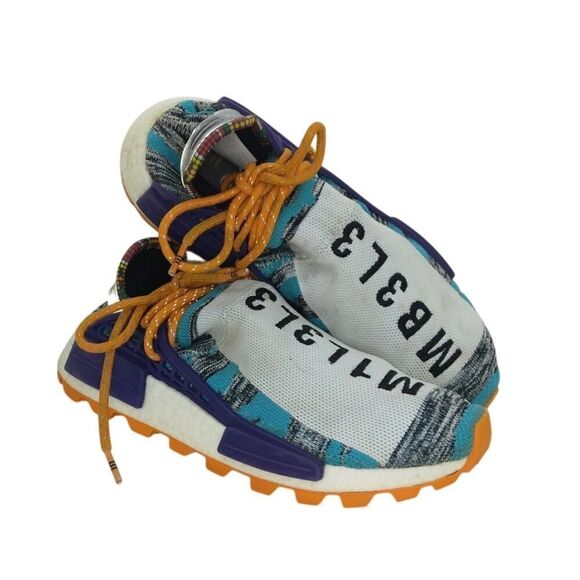 Adidas Pharrell X NMD Human Racer Trail Solar Mens Pre-owned Sneakers- sz. 8 1/2 - Picture 1 of 5